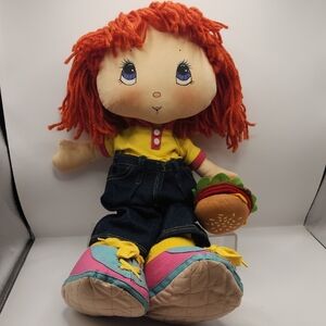 Vintage 1985 Graphics International "Tootsie" 16in. Plush Ragdoll With Hamburger